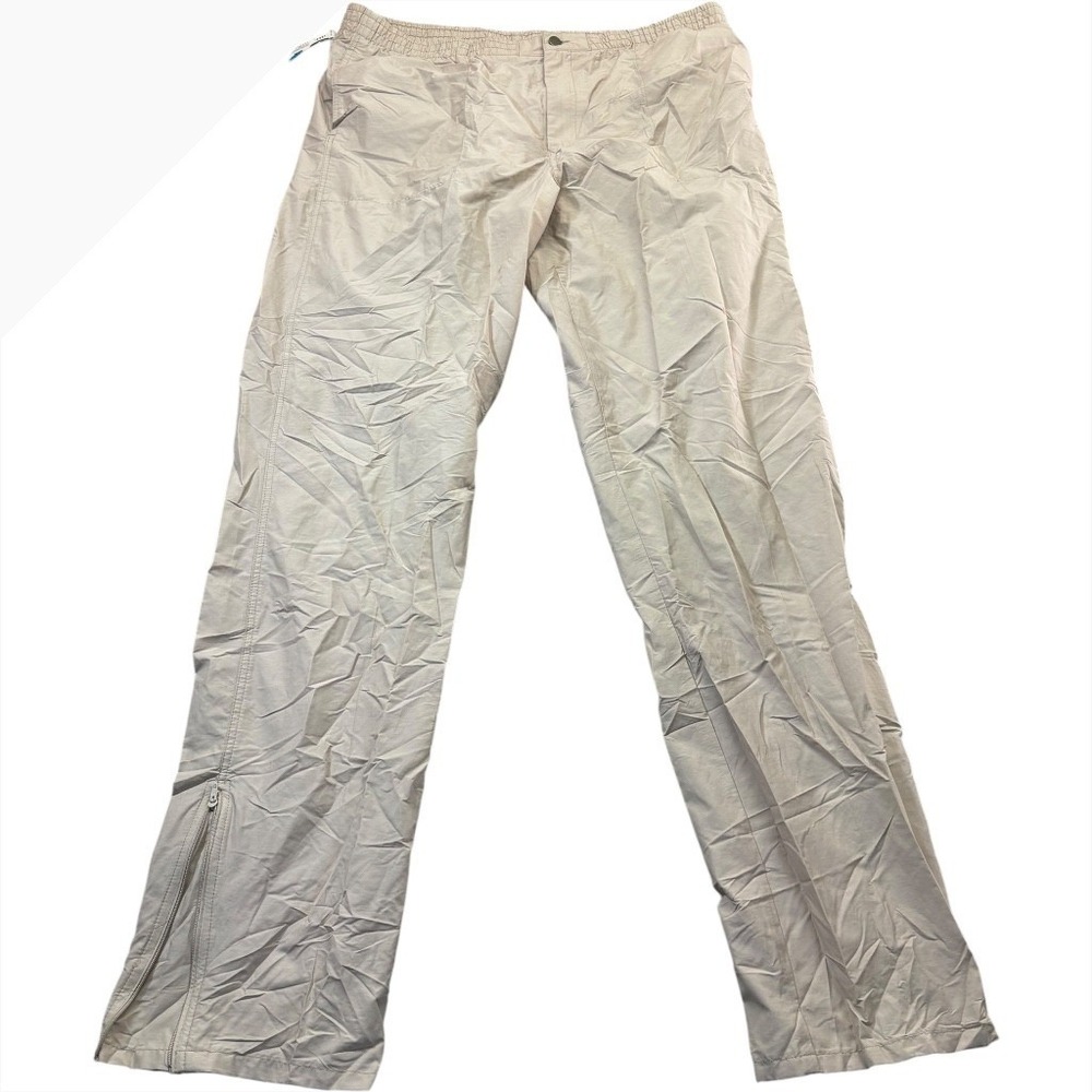 Vtg 80s Woolrich NWT Deadstock Nylon Wind Pants Women L Ankle Zip Natural